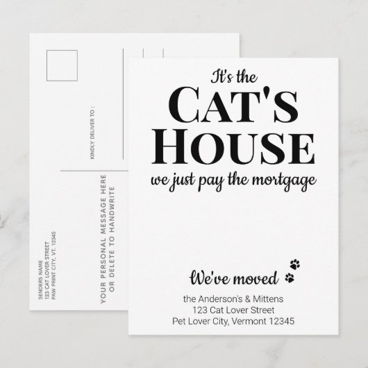 Funny We hebben nieuwe adreskaartenhuisverplaatsin Aankondigingskaart (Voorkant / Achterkant)