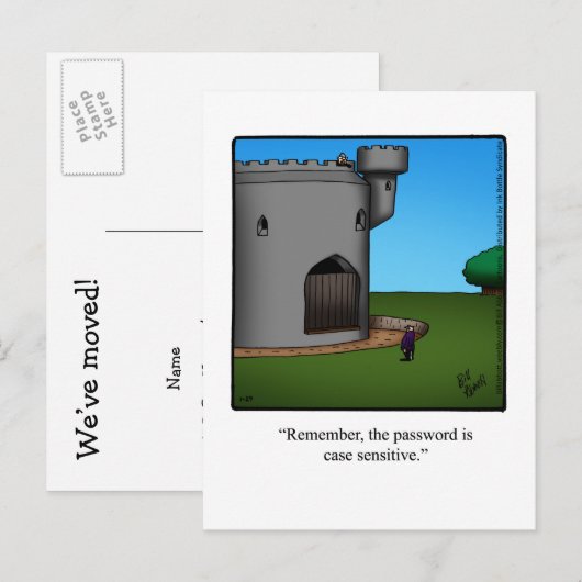 Funny "We hebben ons verplaatst" Humor Briefkaart (Voorkant / Achterkant)