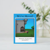 Funny "We hebben ons verplaatst" Humor Briefkaart (Staand voorkant)