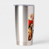 Funny “We Saw That” Santa and Jesus Design Geïsoleerde Drinkbeker (Rechts)