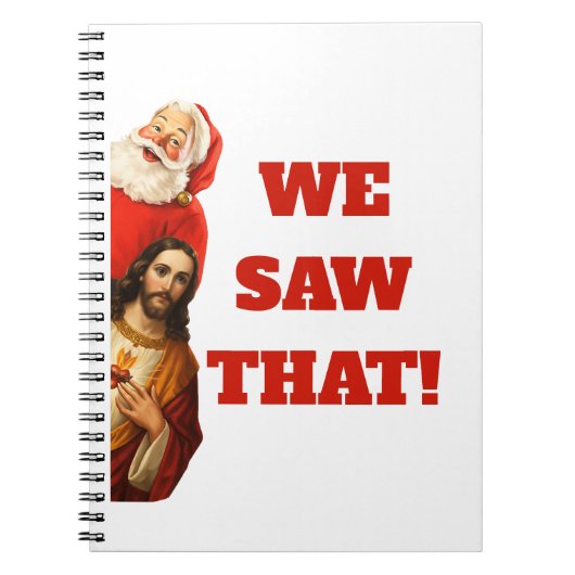 Funny “We Saw That” Santa and Jesus Design Notitieboek (Voorkant)
