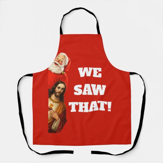 Funny “We Saw That” Santa and Jesus Design Schort (Voorkant)