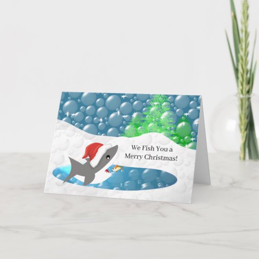 Funny - We vissen je met een prettige kerstmank Feestdagen Kaart (Voorkant)