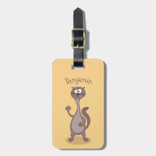 Funny weasel cartoon bagagelabel (Voorkant verticaal)