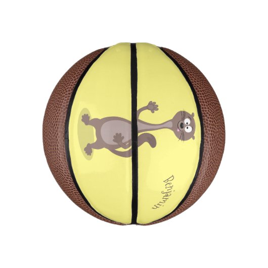 Funny weasel cartoon basketbal (Verticaal)