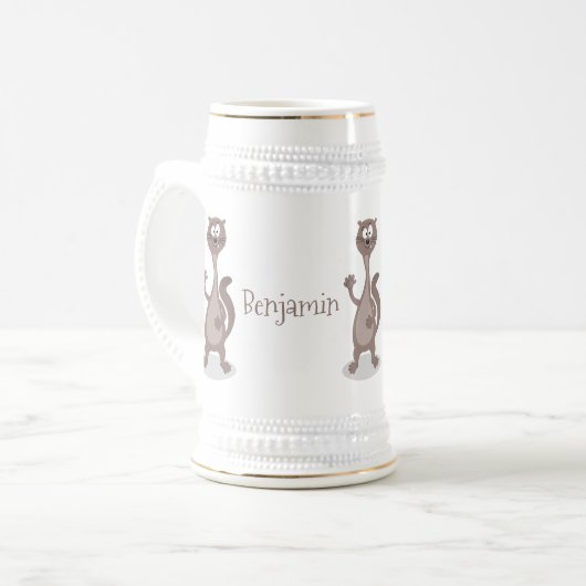 Funny weasel cartoon bierpul (Voorkant links)