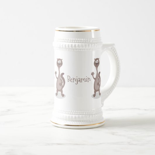 Funny weasel cartoon bierpul (Voorkant rechts)