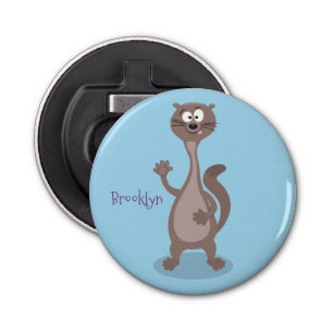 Funny weasel cartoon button flesopener