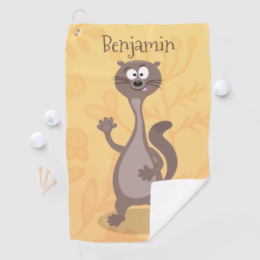 Funny weasel cartoon golfhanddoek (Insitu)