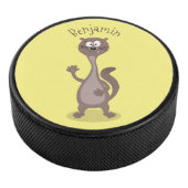Funny weasel cartoon hockey puck (3/4)