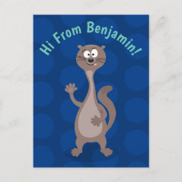 Funny weasel cartoon illustratie gezegde hallo briefkaart