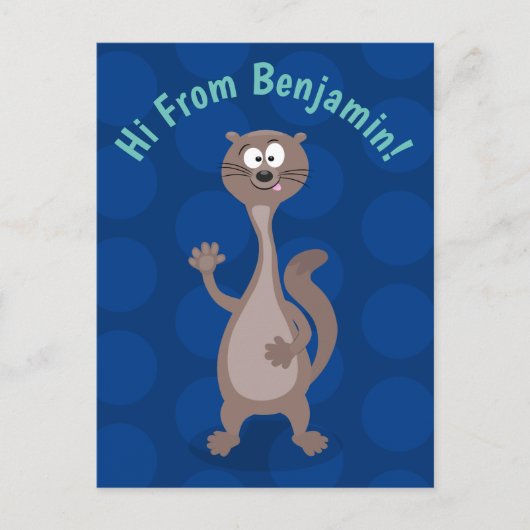 Funny weasel cartoon illustratie gezegde hallo briefkaart (Voorkant)