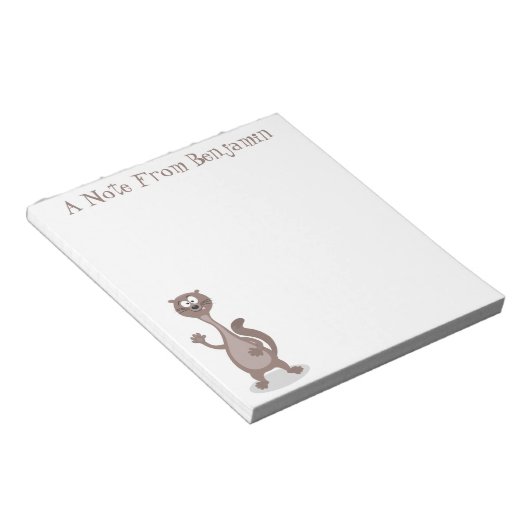 Funny weasel cartoon illustratie gezegde hallo notitieblok (Schuin)