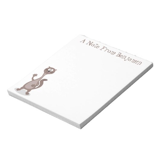 Funny weasel cartoon illustratie gezegde hallo notitieblok (Linkerzijde)