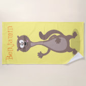 Funny weasel cartoon illustratie gezegde hallo strandlaken (Voorkant)