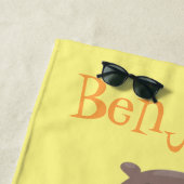 Funny weasel cartoon illustratie gezegde hallo strandlaken (In situ)