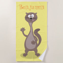 Funny weasel cartoon illustratie gezegde hallo strandlaken
