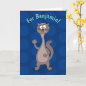 Funny weasel cartoon kaart (Gele Bloem)