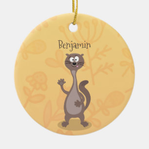Funny weasel cartoon keramisch ornament