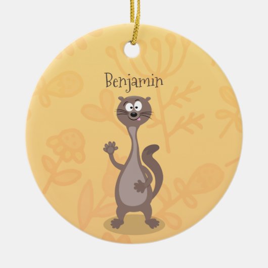 Funny weasel cartoon keramisch ornament (Voorkant)
