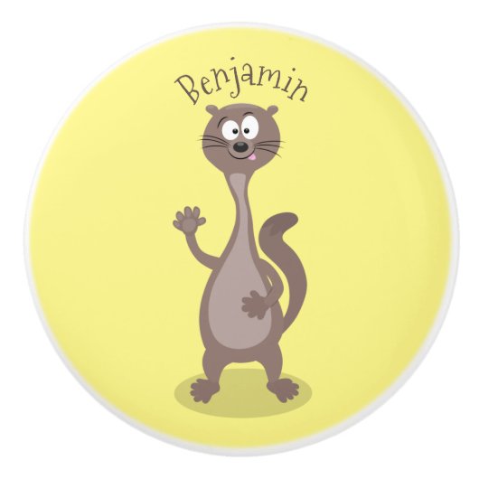 Funny weasel cartoon keramische knop (Voorkant)