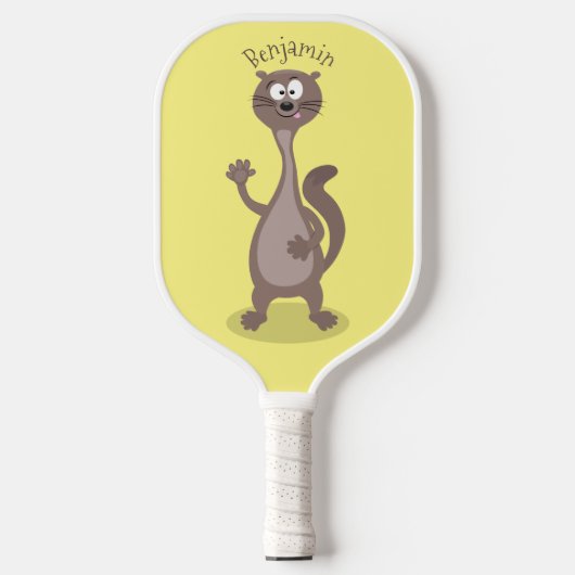 Funny weasel cartoon pickleball paddle (Voorkant)