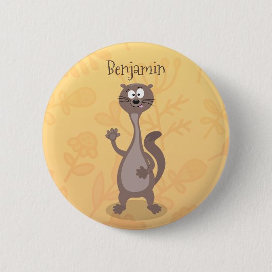 Funny weasel cartoon ronde button 5,7 cm (Voorkant)