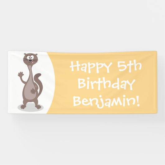 Funny weasel cartoon spandoek (Horizontaal)