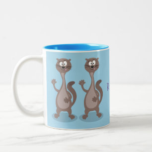 Funny weasel cartoon tweekleurige koffiemok