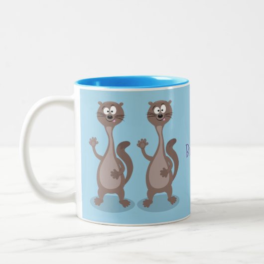Funny weasel cartoon tweekleurige koffiemok (Links)