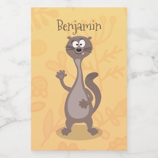 Funny weasel cartoon voedselcontainer etiket (Enkel label)