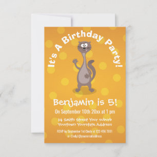 Funny weasel waving cartoon illustratie kaart