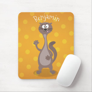 Funny weasel waving cartoon illustratie muismat