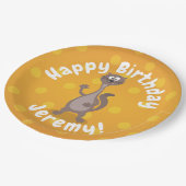 Funny weasel waving cartoon illustratie papieren bordje (Gekanteld)