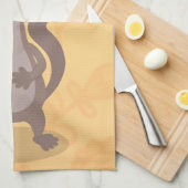 Funny weasel waving cartoon illustratie theedoek (Quarter Fold)