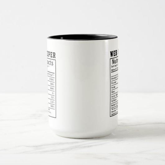 Funny Web Developer Nutrition Facts Coding Life Mok (Midden)