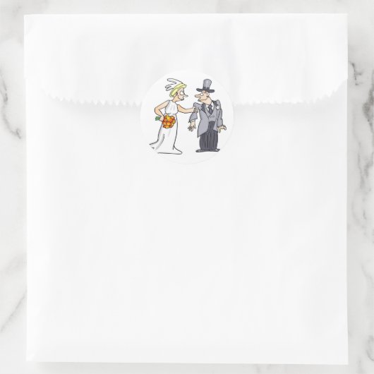 Funny Wedding Afbeelding Ronde Sticker (Tas)