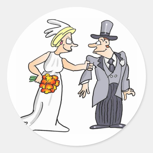 Funny Wedding Afbeelding Ronde Sticker (Voorkant)