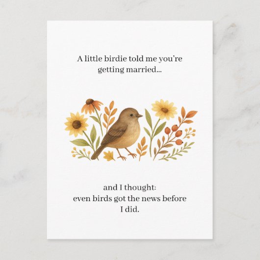 Funny Wedding Birdie Quote | Sarcastic Marriage  Feestdagenkaart (Voorkant)