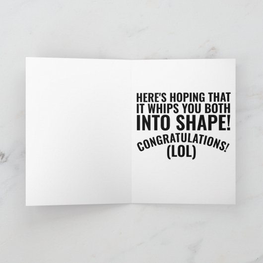 FUNNY WEDDING CONGRATULALATION KAART, BOOTCAMP KAART (Binnen)