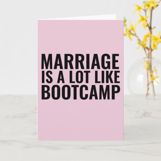 FUNNY WEDDING CONGRATULALATION KAART, BOOTCAMP KAART (Gele Bloem)