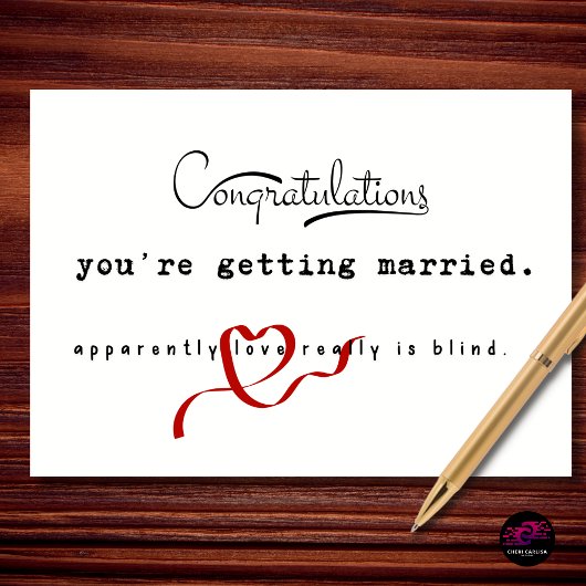 Funny Wedding Congratulations Love Is Blind Joke Kaart