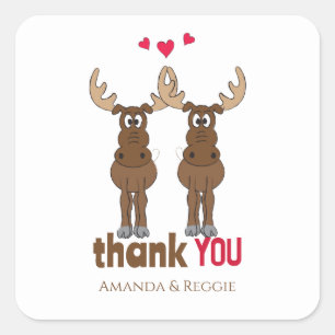 Funny Wedding Cute Humor Dank je wel Fun Moose Vierkante Sticker