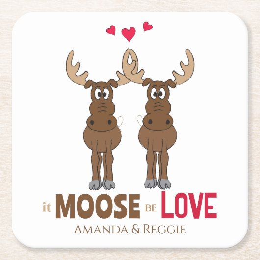 Funny Wedding Cute Humor Whimsical Moose Fun Kartonnen Onderzetters (Voorkant)
