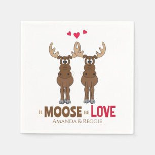 Funny Wedding Cute Humor Whimsical Moose Party Servet