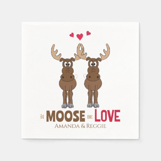 Funny Wedding Cute Humor Whimsical Moose Party Servet (Voorkant)