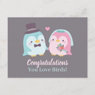 Funny Wedding Gefeliciteerd Penguin Tortelduifjes Briefkaart