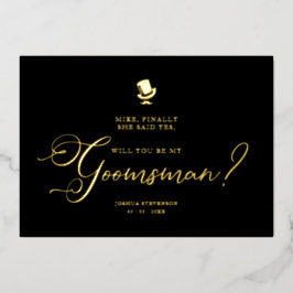 Funny Wedding Groomsman Minimalist Proposal Card Folie Uitnodiging