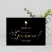 Funny Wedding Groomsman Minimalist Proposal Card Folie Uitnodiging (Staand Voorkant)