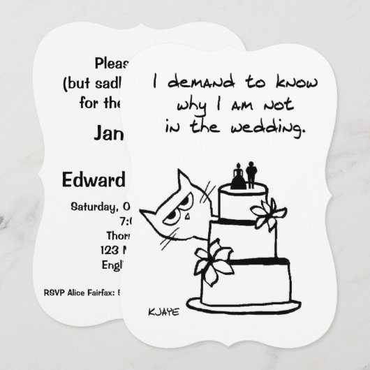 Funny Wedding Invitation for Cat Lovers Kaart (Voorkant / Achterkant)